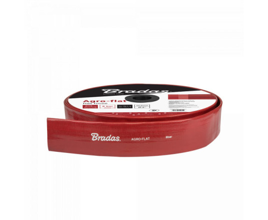 Шланг плаский, AGRO-FLAT PVC W.P.8 / B.P.16 Bar, 1 1/2", 100м, червоний, WAF8B112100
