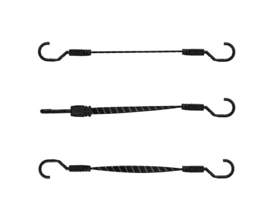 Гумка еластична FLAT BUNGEE CORD HOOK чорна 1,8 х 80см - 2 шт, у блістері, BCH5-18080BC-B
