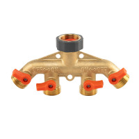 Коллектор 4-ходовой с клапанами РЗ 3/4", соединение с краном РВ 3/4", латунь, BRASS SOFT, BR-S3034