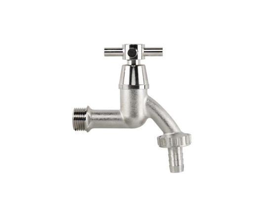 Кран вентильный РЗ 1/2", штуцер под шланг 3/4", латунь/никель, CROSS HANDL, GKK0T123413