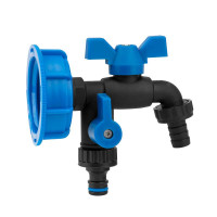 IBC set S60x6, BLACK RAVEN tap, 2x3/4'' thread, NYLON/BRASS for 5/8", 1/2" hose, nipple, IBCS60-GTBR123434NB1